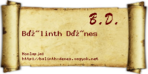 Bálinth Dénes névjegykártya